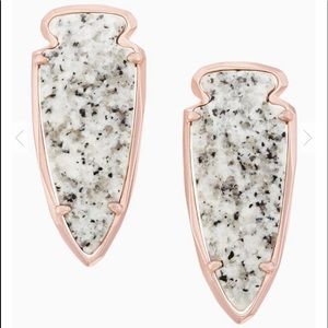 Kathryn rose gold gray granite arrow head earring